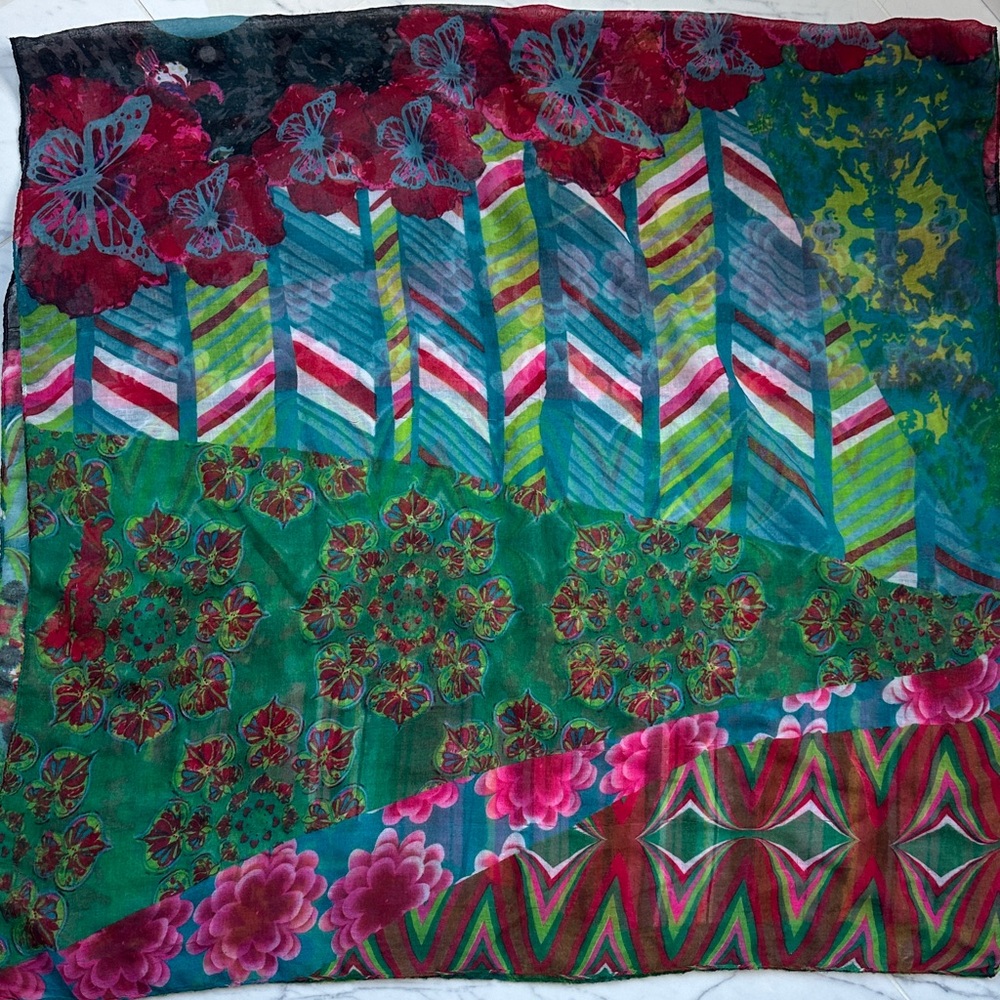 Colorful Floral Patterned Scarf - Picture 3 of 6
